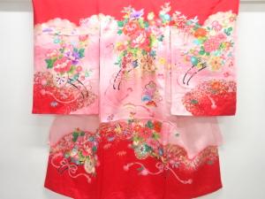 アンティーク　花車模様着物